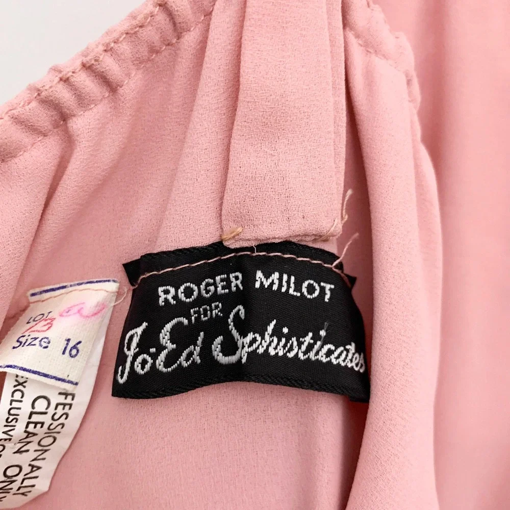 Vintage 70's Pink Maxi Dress Sheer Jacket 2‎ piece set